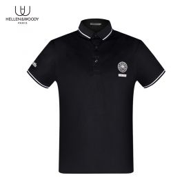Slim-fit Polo Shirt with Castle Badge Print/HW22888SY-Black-48/M