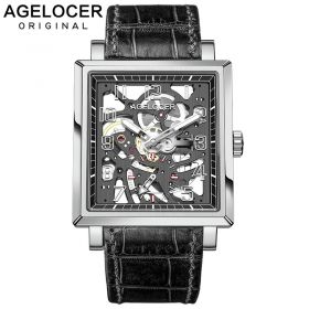 Agelocer 2019 Skeleton Watch Super Luminous Steel Genuine Leather Watch Luxury Automatic Watch 3504A1
