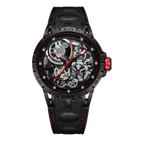 OBLVLO Sports Watch Skeleton Automatic All Black Steel Watch for Men LM-TBB