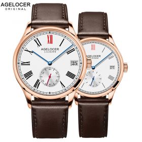 Agelocer Switzerland Brand Casual Lovers Watches Couple 2 Pieces Stainless Steel Men Women Couple Wrist Watches 1201D2