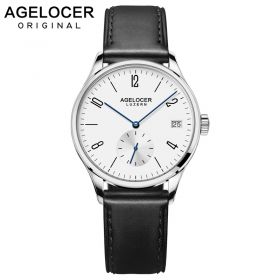 Agelocer Automatic Watch Women Leather Strap Ladies Wristwatch Black Waterproof Mechanical Watch Ladies Watch 1202A1