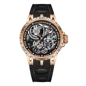 OBLVLO Sports Watch Skeleton Automatic Rose Gold Steel Watch for Men