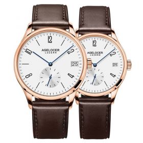 Agelocer Switzerland Brand Casual Lovers Watches Couple 2 Pieces Stainless Steel Men Women Couple Wrist Watches