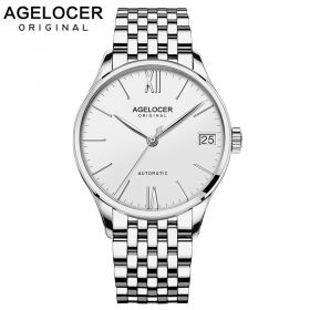 AGELOCER Swiss Brand Men Watches Automatic Self-wind Mechanical Watch Gold Clock Business Retro Wristwatch 7071A9