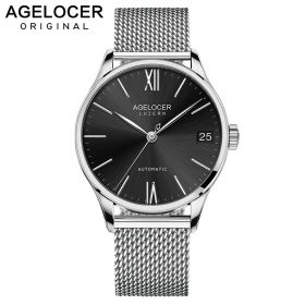 AGELOCER Swiss Top Brand Dress Business Watches for Men Automatic Watch Stainless Steel Waterproof Watch 7072A9