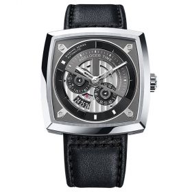 Agelocer Top Brand Luxury Men Watch Fashion Automatic Watch Leather Strap Big Square Skeleton Watches Waterproof 5601A1