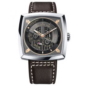 Agelocer Top Brand Luxury Men Watch Fashion Automatic Watch Leather Strap Big Square Skeleton Watches Waterproof 5603A2