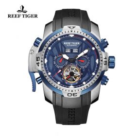 Reef Tiger/RT Mens Luminous Casual Watch with Dial Perpetual Calendar Rubber Strap Watches RGA3532YLBR