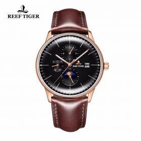 Reef Tiger Seattle Philosopher Rose Gold Steel White Dial Mechanical Autoamtic Brown Watches RGA1653