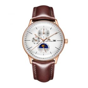 Reef Tiger Seattle Philosopher Rose Gold Steel White Dial Mechanical Autoamtic Brown Watches RGA1653-PWSH