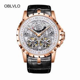 New Design OBLVLO Brand Luxury Transparent Hollow Skeleton Watches for Men Tourbillon Rose Gold Automatic Watches OBL3609RSBW