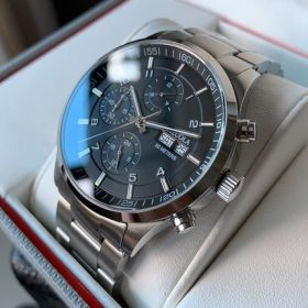 Caluola Luminous Black Automatic Date Calendar Small Seconds Men Fashion Steel Watches CA1069M-1