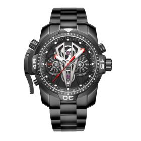Reef Tiger/RT Top Brand All Black Sport Automatic Stainless Steel Men Fashion Mechanical Bracelet Waterproof Watches RGA3591