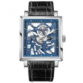 Agelocer Skeleton Watch Super Luminous Steel Genuine Leather Watch Luxury Automatic Watch 3501A1