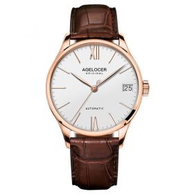 Super Slim Mechanical Watches Casual Wristwatch Business SWISS AGELOCER Brand Leather Watch