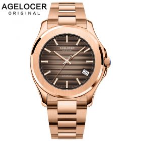 Agelocer Luxury Gold Watch Automatic Day Date Watch Super Luminous Steel Men Watch 6303D9