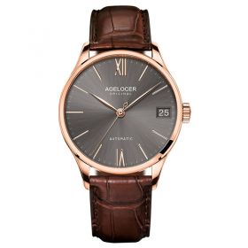 Super Slim Mechanical Watches Casual Wristwatch Business SWISS AGELOCER Brand Leather Watch 7073D2