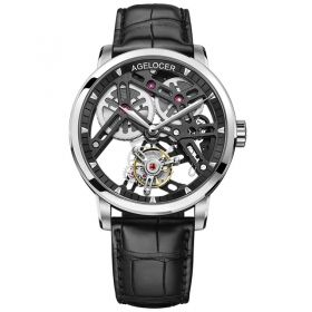 AGELOCER Swiss Brand Tourbillon Skeleton Watch Hot Wrist Brand Luxury Famous Male Clock Waterproof Leather Strap Watch