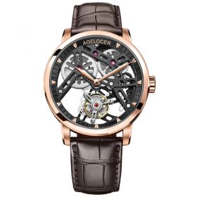 AGELOCER Luxury Brand Gold Watch New Swiss Original Tourbillon Watch Men Power Reserve 80 Men Skeleton Watch
