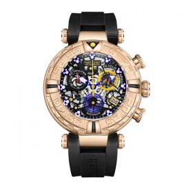 Reef Tiger Top Brand Men Sports Rose Gold Watches Chronograph Skeleton Watches Waterproof Mens Watch RGA3059-S-PBBL