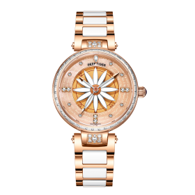 Reef Tiger Fashion Lily Women Watch Diamonds Bezel Full Rose Gold Watch Relogio Feminino RGA1599