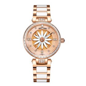 Reef Tiger Fashion Lily Women Watch Diamonds Bezel Full Rose Gold Watch Relogio Feminino RGA1599-POP