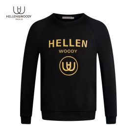 HELLEN&WOODY Regular-fit Crew-Neck Sweatshirt with Metallic Logo-Black-46/S