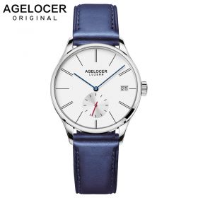 Agelocer Automatic Watch Women Leather Strap Ladies Wristwatch Black Waterproof Mechanical Watch Ladies Watch 1203A2