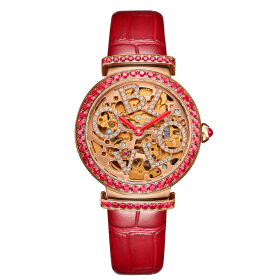 OBLVLO New Design Women Rose Gold Automatic Watches Skeleton Top Brand Luxury Female Wrist Watch Clock Leather Relogio Feminino