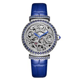 OBLVLO Design Women Fashion Skeleton Automatic Watches Top Brand Luxury Female Wrist Watch Leather Strap Relogio Feminino