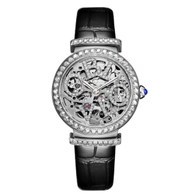 OBLVLO Design Women Fashion Skeleton Automatic Watches Top Brand Luxury Female Wrist Watch Leather Strap Relogio Feminino BM-YYB