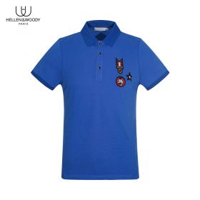 Slim-fit Men's Badge Printed Polo Shirt/HW21883SY-Blue-48/M
