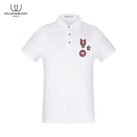 Slim-fit Men's Badge Printed Polo Shirt/HW21883SY-White-48/M