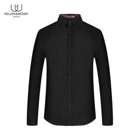 HELLEN&WOODY Relaxed-fit Casual Shirt in Cotton with Logo Embroidered-Black-46/S