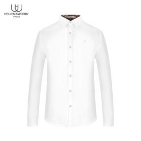HELLEN&WOODY Relaxed-fit Casual Shirt in Cotton with Logo Embroidered-White-46/S
