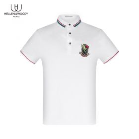 Slim-fit Polo Shirt with Embroidered Stickers/HW21863SY-White-48/M