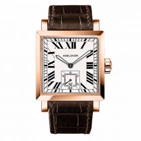 Agelocer Luxury Automatic Watches for Men Genuine Leather Strap Rose Gold Square Watches with Date 3302D2
