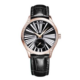 Reef Tiger Love Highness Ultra Thin Rose Gold Black Dial Leather Strap Automatic Watches RGA1561-PBB
