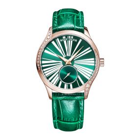 Reef Tiger Love Highness Ultra Thin Rose Gold Green Dial Leather Strap Automatic Watches RGA1561-PNN