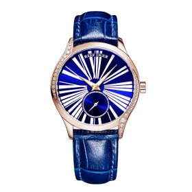 Reef Tiger Love Highness Ultra Thin Rose Gold Blue Dial Leather Strap Automatic Watches RGA1561-PLL