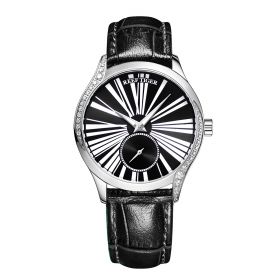 Reef Tiger Love Highness Ultra Thin Steel Black Dial Leather Strap Automatic Watches RGA1561-YBB