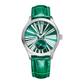Reef Tiger Love Highness Ultra Thin Steel Green Dial Leather Strap Automatic Watches RGA1561-YNN