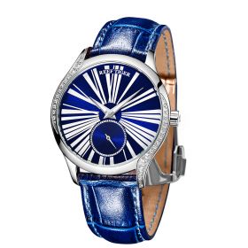 Reef Tiger Love Highness Ultra Thin Steel Blue Dial Leather Strap Automatic Watches RGA1561-Y