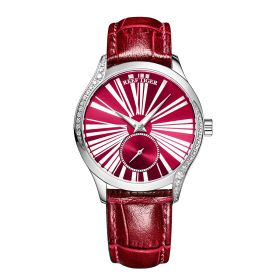 Reef Tiger Love Highness Ultra Thin Steel Red Dial Leather Strap Automatic Watches RGA1561-YRR