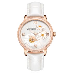 Reef Tiger Love Bee Rose Gold Case With White Dial Diamonds Automatic Mechanical Watches RGA1585
