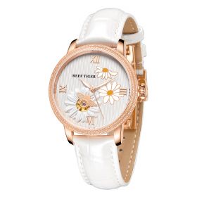 Reef Tiger Love Bee Rose Gold Case With White Dial Diamonds Automatic Mechanical Watches RGA1585
