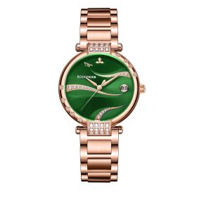 Reef Tiger Rose Gold Case Luxury Fashion Diamond Women Watches Bracelet With Japan Automatic RGA1589-Green