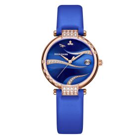Reef Tiger Women Fashion Watch Automatic Rose Gold Case Blue Leather Sapphire Crystal RGA1589-PLLS