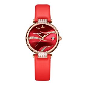Reef Tiger Women Fashion Watch Automatic Rose Gold Case Red Leather Sapphire Crystal RGA1589-PRRC