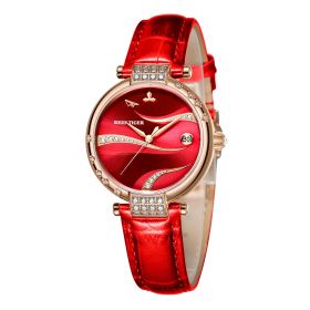 Reef Tiger Automatic Watches For Women Rose Gold Case calfskin Leather Strap Date Diamond RGA1589P
